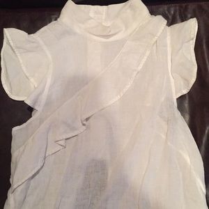 McGuire linen ruffle top open button back